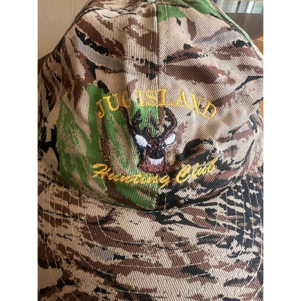 Vintage Jug Island Hunting Club Camo Snapback Hat Tiger Stripe Deer Buck